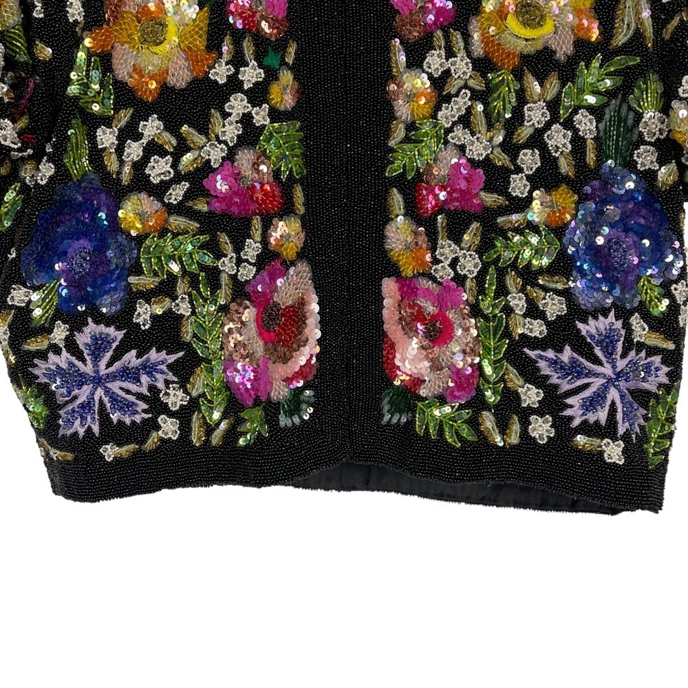 LAURENCE KAZAR VINTAGE BEAD EMBELLISHED EMBROIDERED HEAVY FLORAL EVENING JACKET - Picture 11 of 15